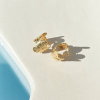 18K Gold Plated Aloha Dreams Flower Hoop Earrings Gold