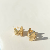 18K Gold Plated Aloha Dreams Flower Hoop Earrings Gold