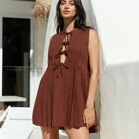 Citrine Delights Mini Dress Brown
