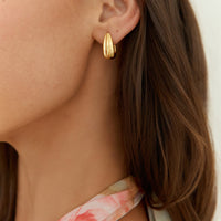 14k Gold Plated Crystal Cove Earrings Gold