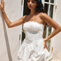 Country Darling Strapless Mini Dress White