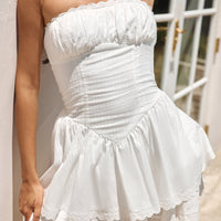 Country Darling Strapless Mini Dress White