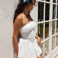 Country Darling Strapless Mini Dress White