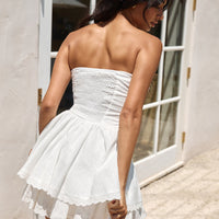 Country Darling Strapless Mini Dress White