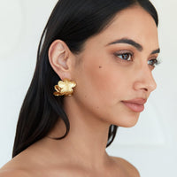 18K Gold Plated Aloha Dreams Flower Hoop Earrings Gold