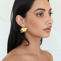 18K Gold Plated Aloha Dreams Flower Hoop Earrings Gold