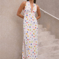 FORTUNATE ONE Marici Maxi Dress Santorini Print