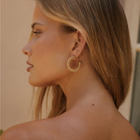 18k Gold Plated Charmed Hoop Earrings Gold