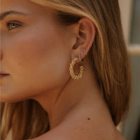18k Gold Plated Charmed Hoop Earrings Gold