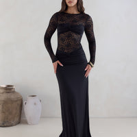Larna Sleeved Maxi Dress Black