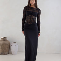 Larna Sleeved Maxi Dress Black