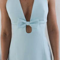 Runway Queen Halter Mini Dress Aqua