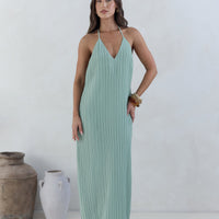 Coastal Euphoria Halter Maxi Dress Green