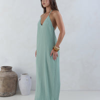 Coastal Euphoria Halter Maxi Dress Green