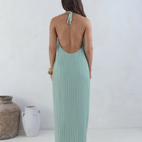Coastal Euphoria Halter Maxi Dress Green