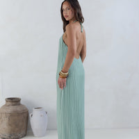 Coastal Euphoria Halter Maxi Dress Green