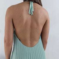 Coastal Euphoria Halter Maxi Dress Green