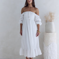 Loved By The Moon Midi Dress White
