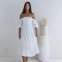 Loved By The Moon Midi Dress White