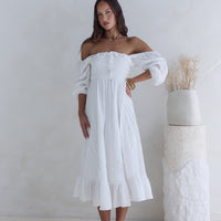 Loved By The Moon Midi Dress White