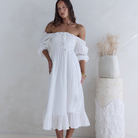 Loved By The Moon Midi Dress White