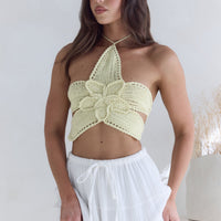Monte Carlo Muse Knit Halter Top Yellow
