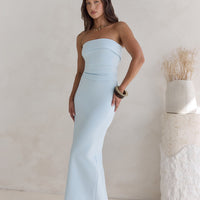 Sunny Daze Strapless Maxi Dress Blue