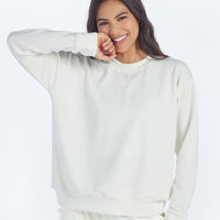 The Softest French Terry Relaxed Crew - White Sand
