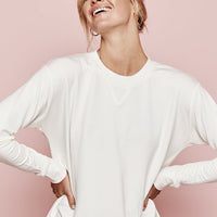 The Softest French Terry Relaxed Crew - White Sand