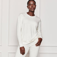 The Softest French Terry Relaxed Crew - White Sand