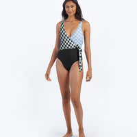 The Perfect Wrap One-Piece - Gingham in Sea Urchin & Cloud