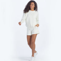 The Softest French Terry Relaxed Crew - White Sand