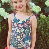 The Girls' Ruffle One Piece - Hyacinth in Sunburst & Teal