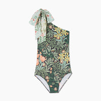 The Bow-Shoulder Ruched Sidestroke - Bower in Seaglass & Watermelon