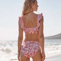 The Classic Mid-Rise Bikini Bottom - Sunflower in Watermelon