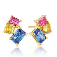 Crystal Cluster Stud Earrings - Colorful