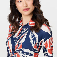 Floral 3/4 Sleeve Midi Shirt Dress