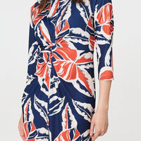 Floral 3/4 Sleeve Midi Shirt Dress