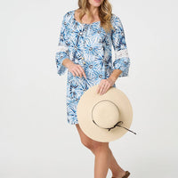 Floral Lace 3/4 Sleeve Short Shift Dress