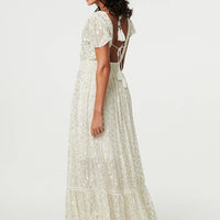 Animal Print Tassel Tie Maxi Dress