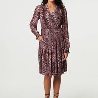 Animal Print Semi Sheer Short Wrap Dress