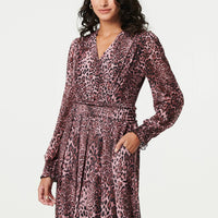 Animal Print Semi Sheer Short Wrap Dress