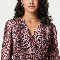 Animal Print Semi Sheer Short Wrap Dress