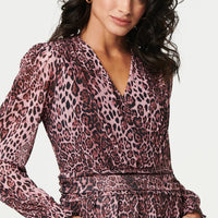 Animal Print Semi Sheer Short Wrap Dress