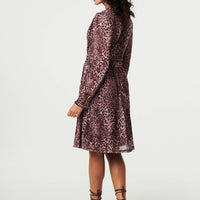 Animal Print Semi Sheer Short Wrap Dress