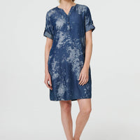 Relaxed Turn-Up 1/2 Sleeve Short Dress
