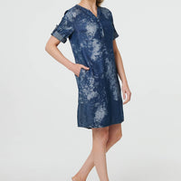 Relaxed Turn-Up 1/2 Sleeve Short Dress