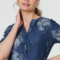 Relaxed Turn-Up 1/2 Sleeve Short Dress