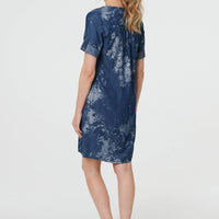 Relaxed Turn-Up 1/2 Sleeve Short Dress