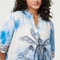 Abstract 1/2 Sleeve Midi Shift Dress